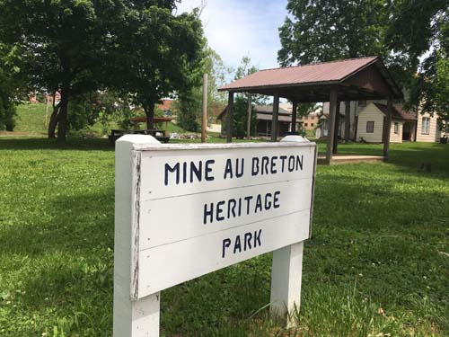 Sign on Mine Au Breton Heritage Park