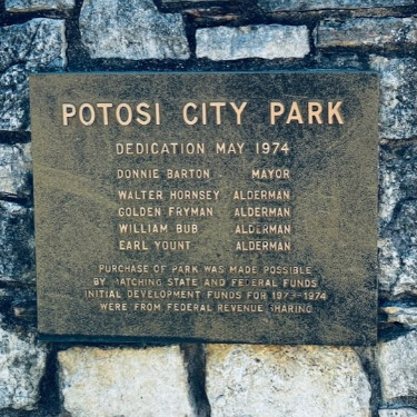 Potosi City Park "In Dedication of" sign